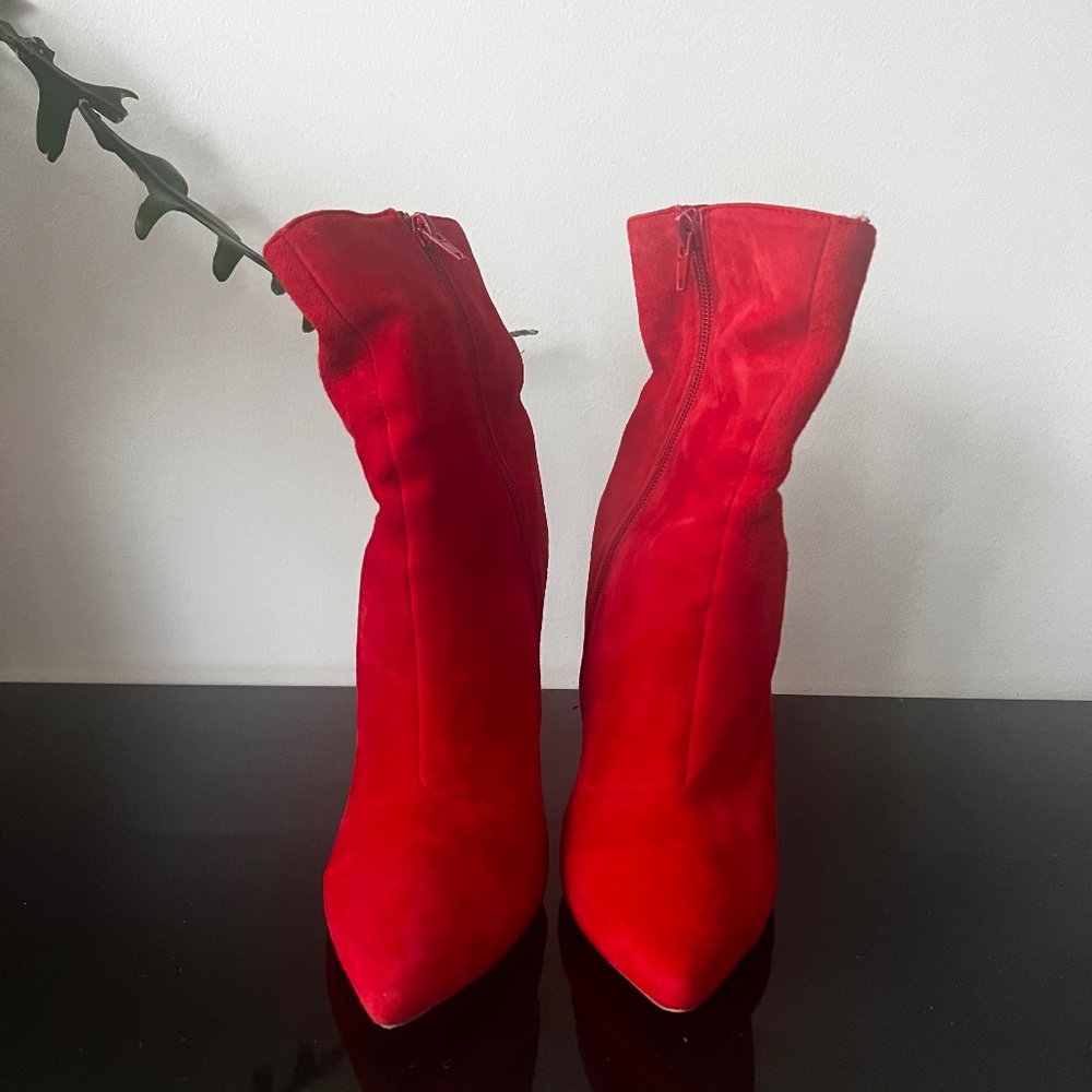 Red Suede Booties - image 1